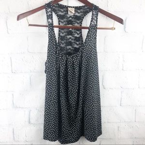 Polka Dot & Lace Tank Top